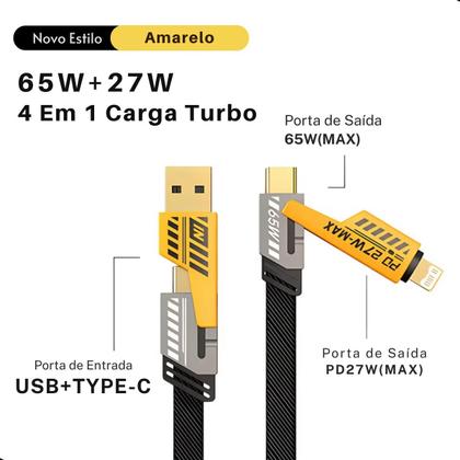 Imagem de Cabo Usb Turbo Rápido 65W 4 Em 1 Carregador Tipo C Para Lightning 1,2M