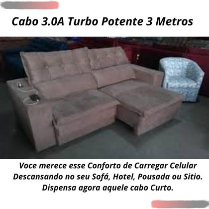 Imagem de Cabo Usb V8 Samsung Compatível com modelos Galaxy S3 S4 S5 S6 S7 A10 A30 Forte 3 Metros Cor Branco