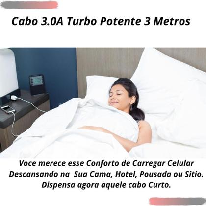 Imagem de Cabo Usb V8 Samsung Compatível com modelos Galaxy S3 S4 S5 S6 S7 A10 A30 Forte 3 Metros Cor Branco