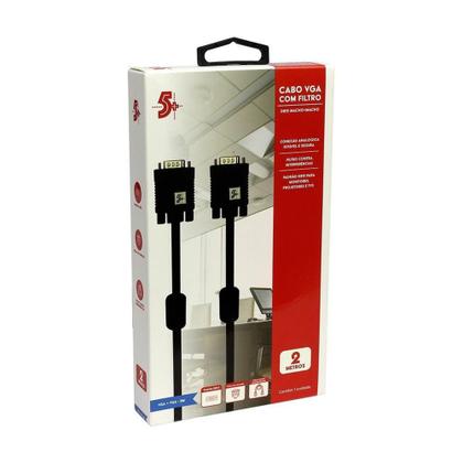Imagem de Cabo VGA Macho + VGA Macho 5+, com Filtro, Preto, 2m - 018-9572