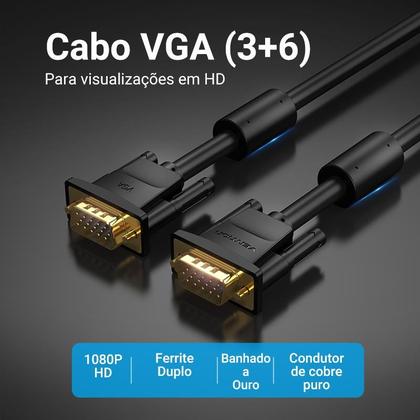 Imagem de Cabo VGA para Monitor Notebook PC Projetor 5 Metros Vention