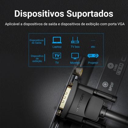 Imagem de Cabo VGA para Monitor Notebook PC Projetor 5 Metros Vention