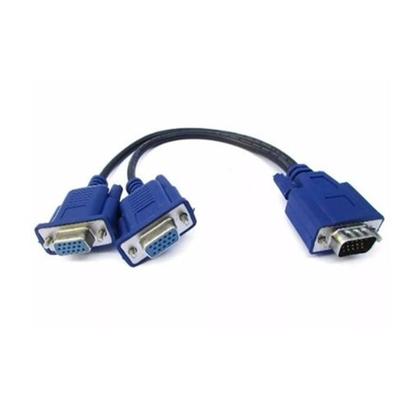 Imagem de Cabo Vga Vídeo Y Divisor 20cm Splitter Conecta 2 Monitores ( 2 TELAS IGUAIS)