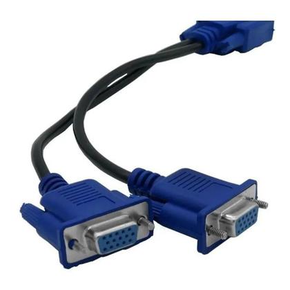 Imagem de Cabo Vga Vídeo Y Divisor 20cm Splitter Conecta 2 Monitores ( 2 TELAS IGUAIS)
