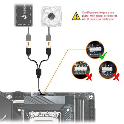 Imagem de Cabo Y Adaptador ARGB Divisor 5V 3 Pinos 1 Para 2 Saídas