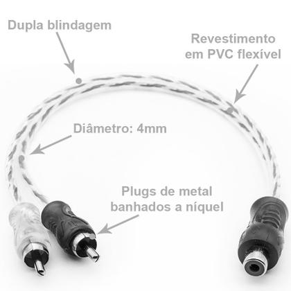 Imagem de Cabo Y RCA Blindado 1 Femea 2 Machos Injetado Preto 4mm