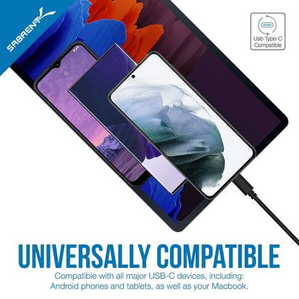 Imagem de Cabos de sincronização e carregamento USB C para USB A 2.0, pacote com 6 pés, SABRENT