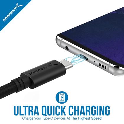 Imagem de Cabos de sincronização e carregamento USB C para USB A 2.0, pacote com 6 pés, SABRENT