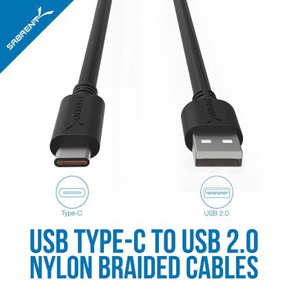 Imagem de Cabos de sincronização e carregamento USB C para USB A 2.0, pacote com 6 pés, SABRENT