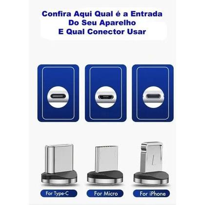 Imagem de cabos magnético com 3 entradas V8/tipo-c/iPhone v3 envio imediato