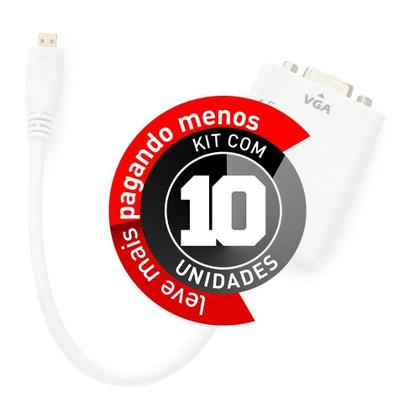 Imagem de Cabos Micro Hdmi - Vga Com Áudio - Kit 10