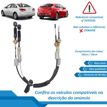 Imagem de Cabos Seletor Alavanca de Marchas Manual Cruze Hatch Sedan 2012 2013 2014 2015 2016