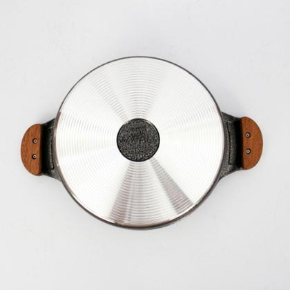 Imagem de Caçarola 18cm 1,7L Cerâmico Alças Madeira com Tampa de Vidro - Cor: Preto Craqueado