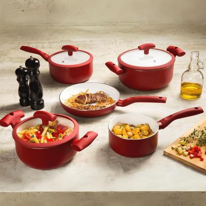 Imagem de Caçarola Antiaderente 22cm Soft Touch Vermelha PA300-C22VM Hercules