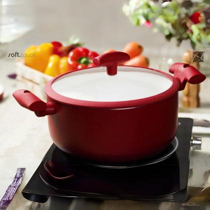 Imagem de Caçarola Antiaderente 22cm Soft Touch Vermelha PA300-C22VM Hercules