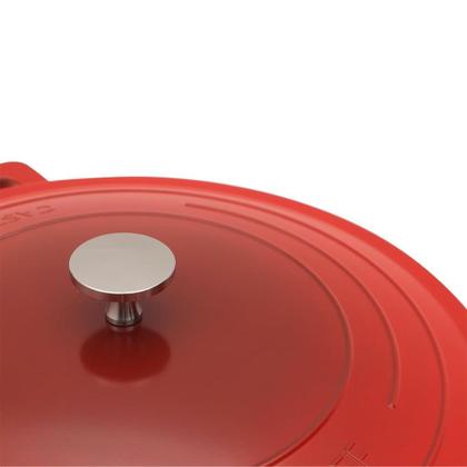 Imagem de Caçarola Antiaderente Cerâmica Com Tampa Mimo Style Cook Chef 28cm Vermelha Fogão Indução