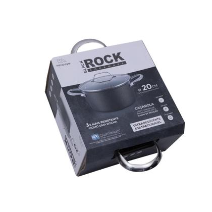 Imagem de Caçarola Antiaderente Revestimento Titânio Indução Black Rock 20cm