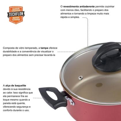 Imagem de Caçarola Antiaderente Tampa Vidro 18cm 1,9L Cereja Nacional