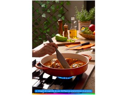 Imagem de Caçarola Baixa Hercules Indução Antiaderente Ceramico Tampa de Vidro Redonda Laranja 30cm 3,5 Litros