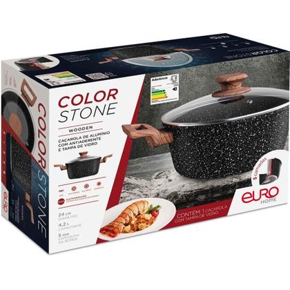 Imagem de Caçarola ColorStone 24 cm Wooden com Tampa de Vidro - Euro