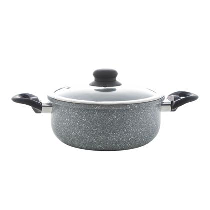 Imagem de Caçarola de Indução com Tampa de Vidro 22cm Granilite Cinza Alumínio com Revestimento Cerâmico