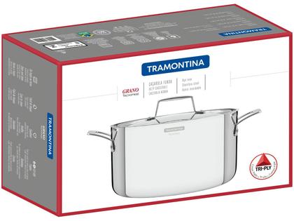 Imagem de Caçarola Funda Tramontina Indução Grano 20cm Inox 3,8 Litros