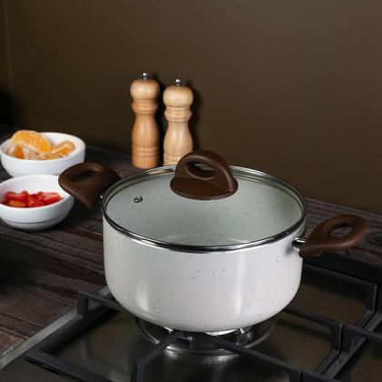 Imagem de Cacarola inducao c/ tampa brinox smart plus 24cm 4,55l antiaderente ceramic life vanilla 4774333