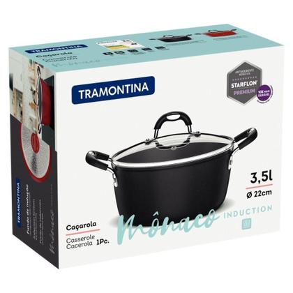 Imagem de Caçarola Mônaco Induction Preta 3,5L Antiaderente Tramontina