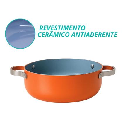 Imagem de Caçarola Panela De Indução Berlim Cerâmica Antiaderente C/ Tampa de Vidro 20cm