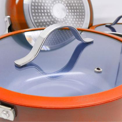 Imagem de Caçarola Panela De Indução Berlim Cerâmica Antiaderente C/ Tampa de Vidro 20cm