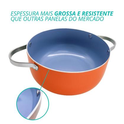 Imagem de Caçarola Panela De Indução Berlim Cerâmica Antiaderente C/ Tampa de Vidro 20cm