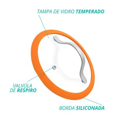 Imagem de Caçarola Panela De Indução Berlim Cerâmica Antiaderente C/ Tampa de Vidro 20cm