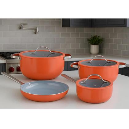 Imagem de Caçarola Panela De Indução Berlim Cerâmica Antiaderente C/ Tampa de Vidro 20cm