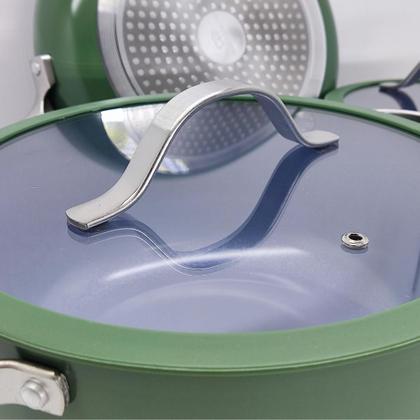 Imagem de Caçarola Panela De Indução Berlim Cerâmica Antiaderente C/ Tampa de Vidro 20cm