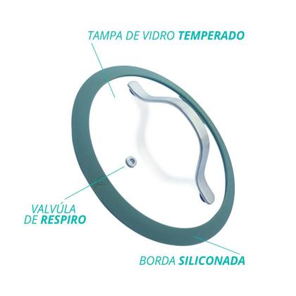 Imagem de Caçarola Panela De Indução Berlim Cerâmica Antiaderente C/ Tampa de Vidro 20cm