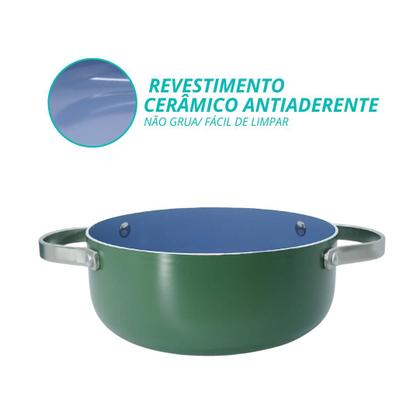 Imagem de Caçarola Panela De Indução Berlim Cerâmica Antiaderente C/ Tampa de Vidro 20cm