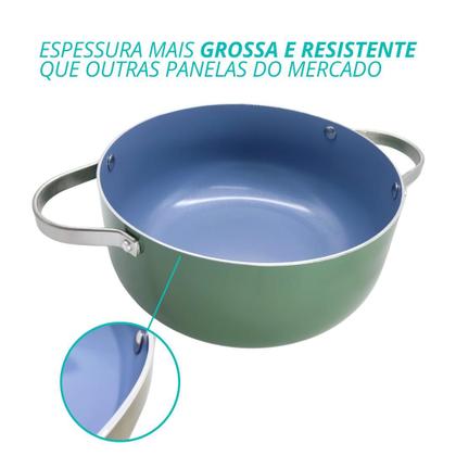 Imagem de Caçarola Panela De Indução Berlim Cerâmica Antiaderente C/ Tampa de Vidro 20cm