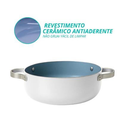 Imagem de Caçarola Panela De Indução Berlim Cerâmica Antiaderente C/ Tampa de Vidro 20cm