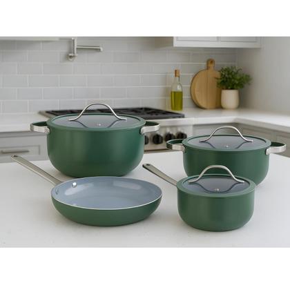 Imagem de Caçarola Panela De Indução Berlim Cerâmica Antiaderente C/ Tampa de Vidro 20cm