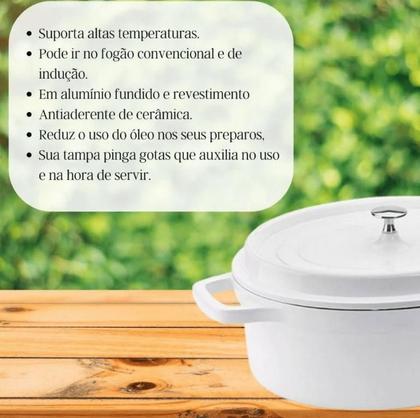Imagem de Caçarola Studio Antiaderente Cerâmica e Alumínio c/ Tampa 3L Branca - Hercules
