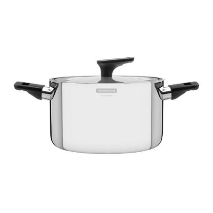 Imagem de Caçarola Tramontina Grano Baquelite Funda em Aço Inox Fundo Triplo com Tampa Alças de Baquelite 20 cm 3,5 L