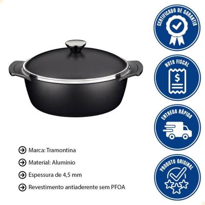 Imagem de Caçarola Tramontina Lyon Em Alumínio Revestimento Starflon Preto 30 cm 6,8L 20960030