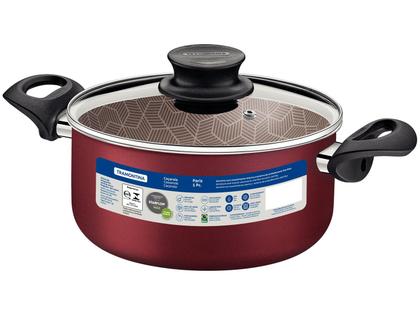 Imagem de Caçarola Tramontina Paris Antiaderente Starflon Max Vermelho com Tampa de Vidro 20 cm 2,9 L