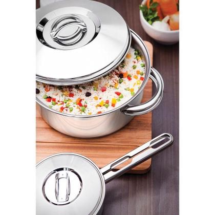 Imagem de Caçarola Tramontina Solar Funda Em Aço Inox Fundo Triplo Com Tampa E Alças 24 Cm 6,1 L