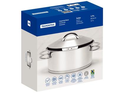 Imagem de Caçarola Tramontina Solar Rasa Em Aço Inox Fundo Triplo Com Tampa E Alças 24 Cm 4,7 L Tramontina