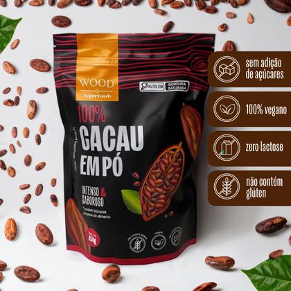 Imagem de Cacau Em Pó Alcalino Natural 100% Puro 454g Wood Superfoods
