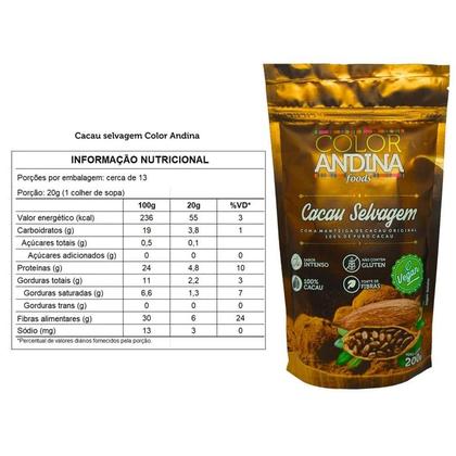 Imagem de Cacau Selvagem 100% puro Color Andina 200g