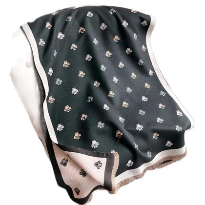 Imagem de Cachecol De Cashmere Macio E Quente Com Jacquard De Abelhas, Pashmina Com Franjas, Cobertor À Prova