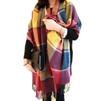 Imagem de Cachecol de Inverno Feminino - Quente, Grosso e Estiloso em Imitação de Caxemira