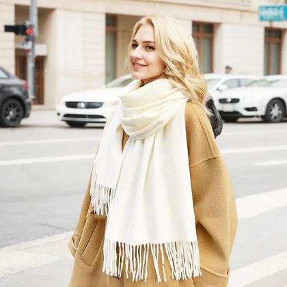 Imagem de Cachecol Feminino De Cashmere Preto Quente Para O Inverno Novo XWJ09